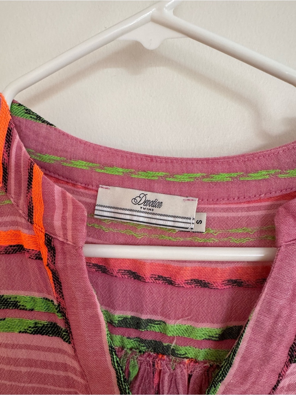 Devotion TWINS Striped Tiered Mini Dress - Pink, Orange & Green - Picture 2 of 8